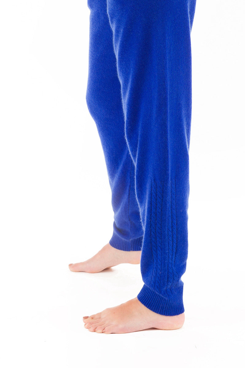 100% CASHMERE TRACKSUIT PANTS ROYAL BLUE