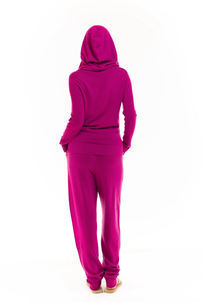 100% CASHMERE TRACKSUIT PANTS FUCHSIA