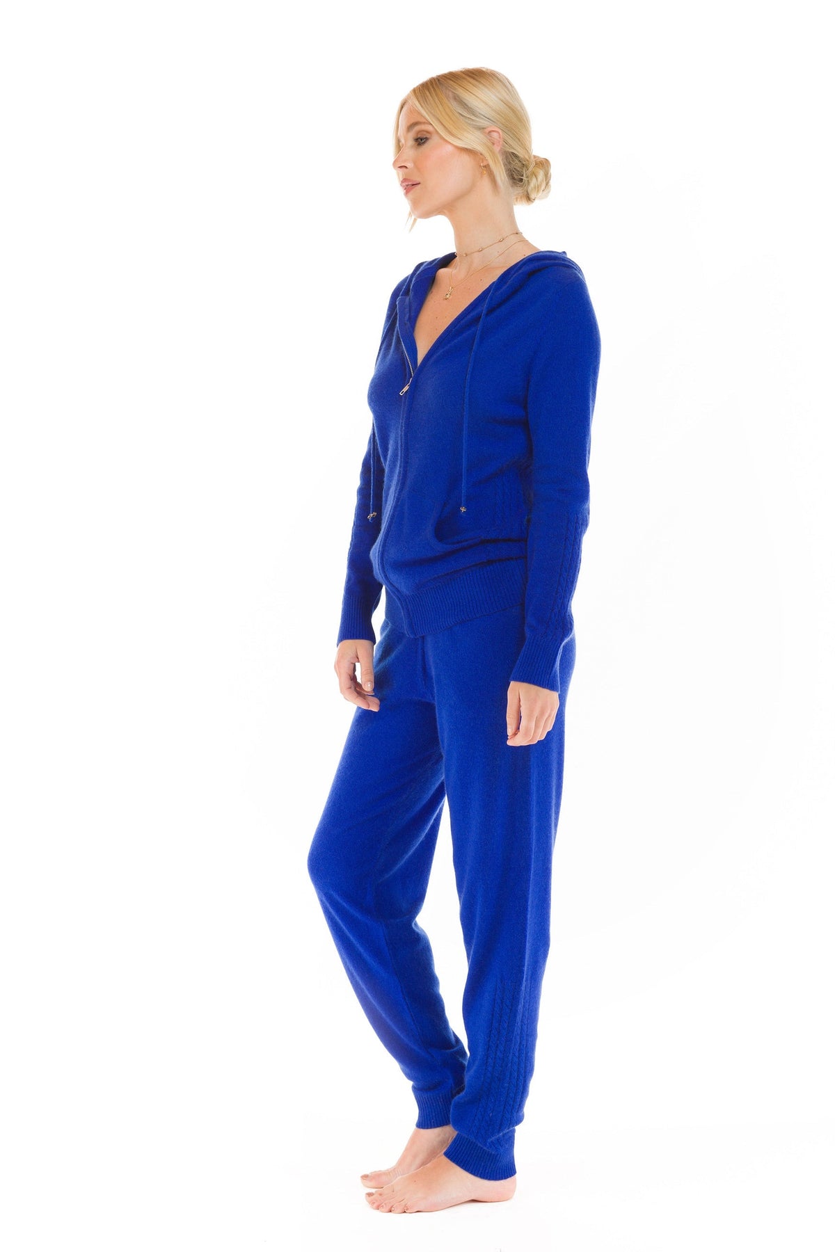 100% CASHMERE TRACKSUIT PANTS ROYAL BLUE