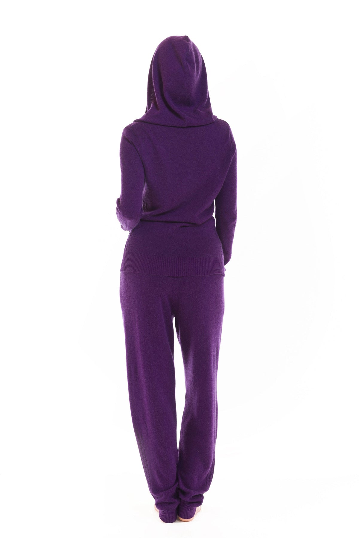 100% CASHMERE TRACKSUIT PANTS DEEP PURPLE
