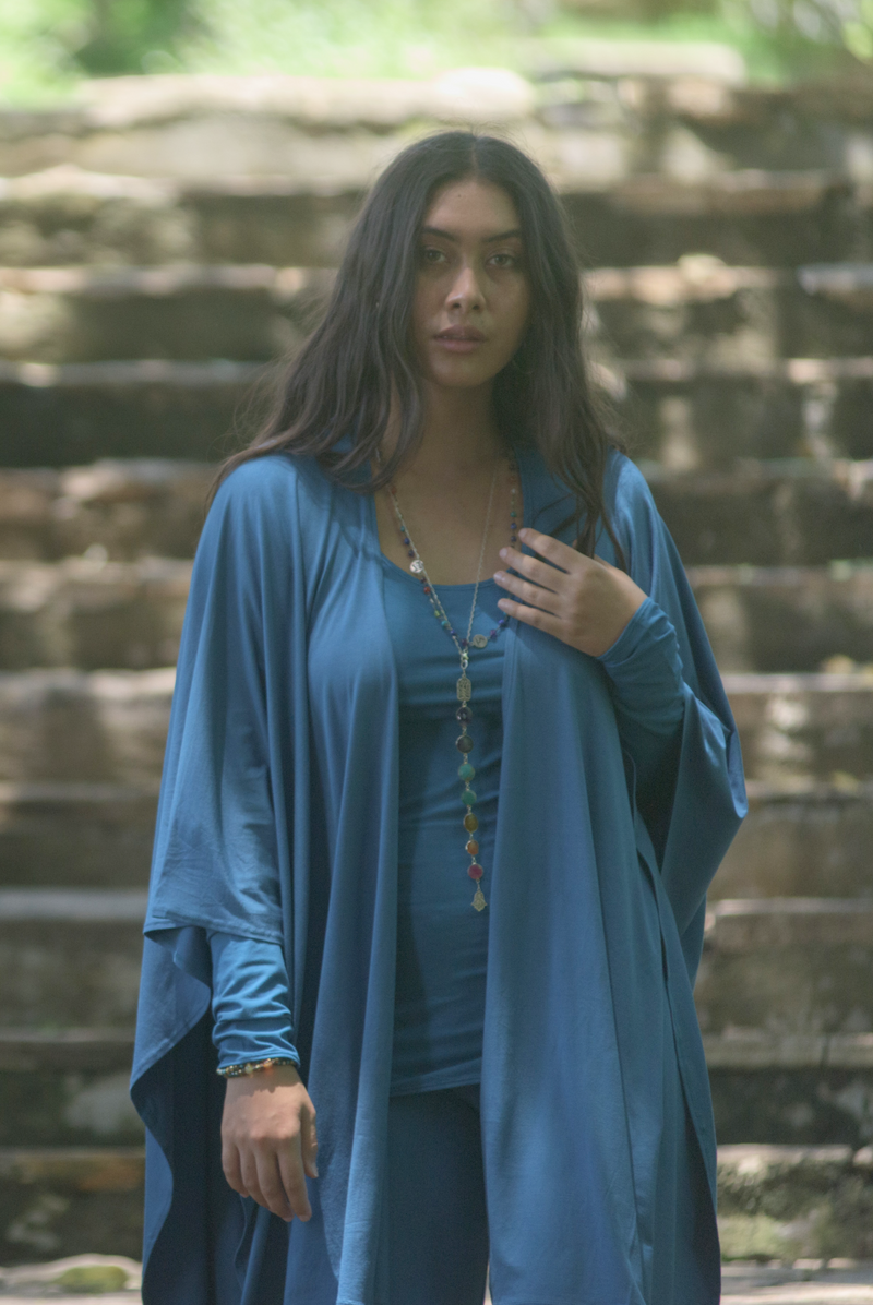 BAMBOO RAGLAN TOP WITH SCARF TEAL