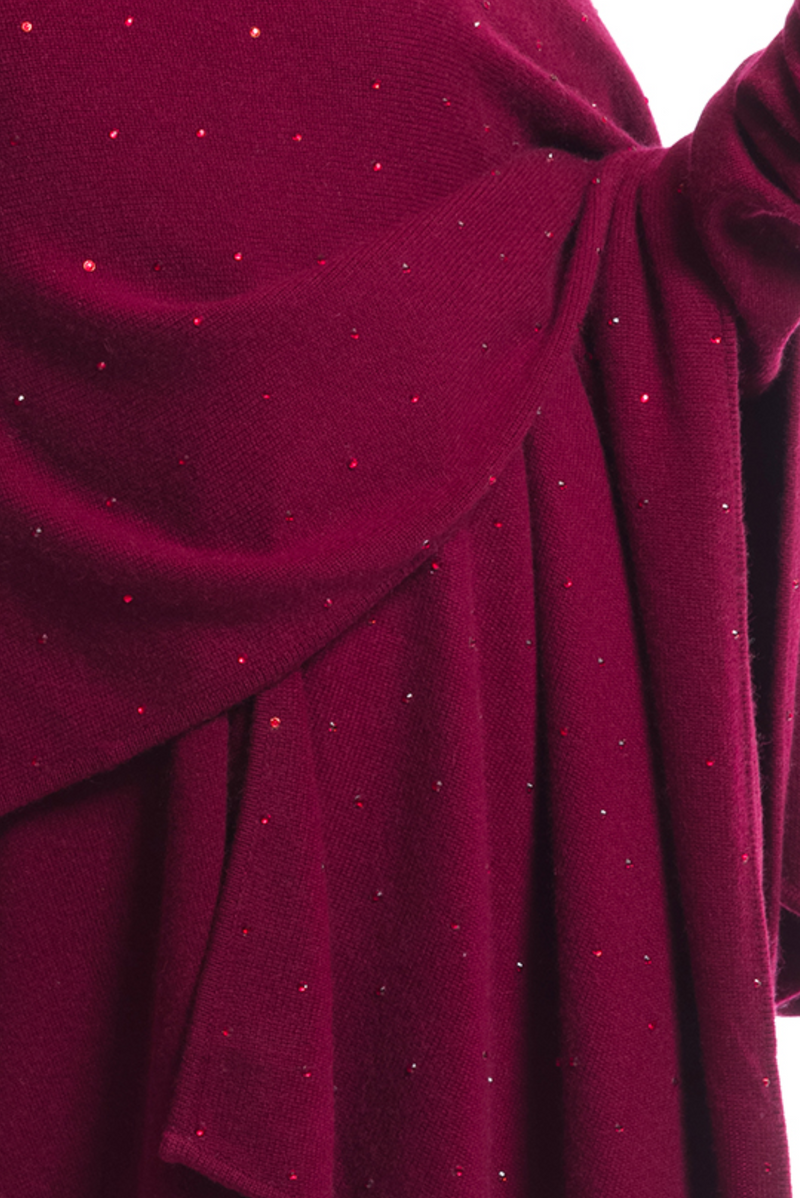 AVALON JEWELLED CASHMERE CAPE BURGUNDY