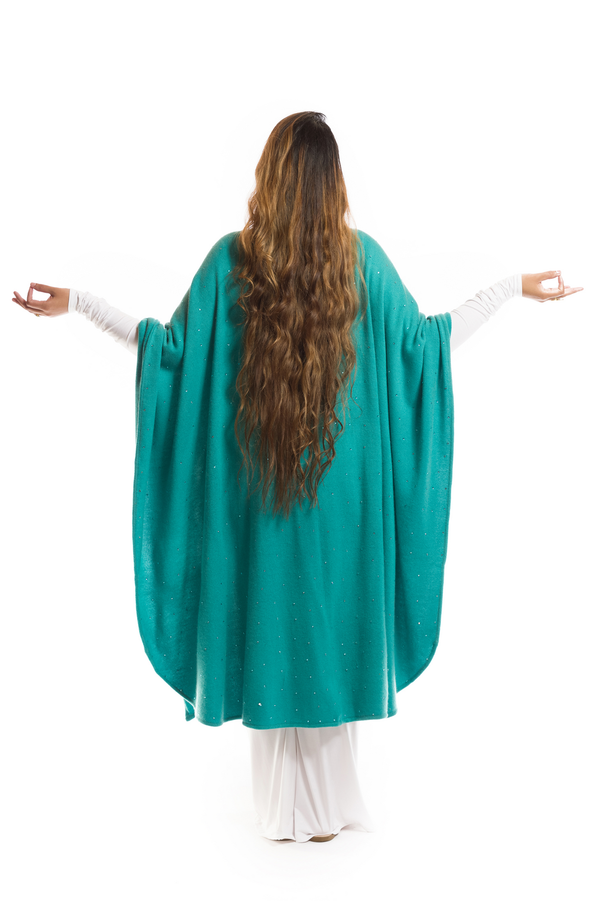 AVALON JEWELLED CASHMERE CAPE AQUA