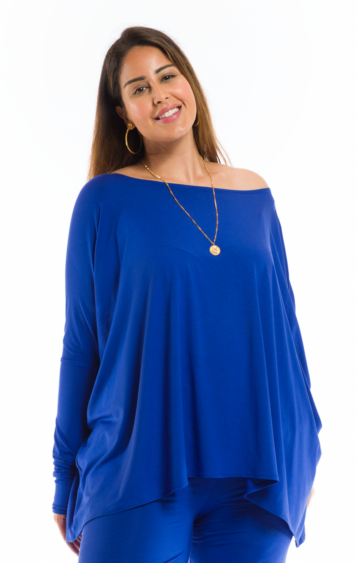 BAMBOO BAGGY BOX TOP COBALT BLUE