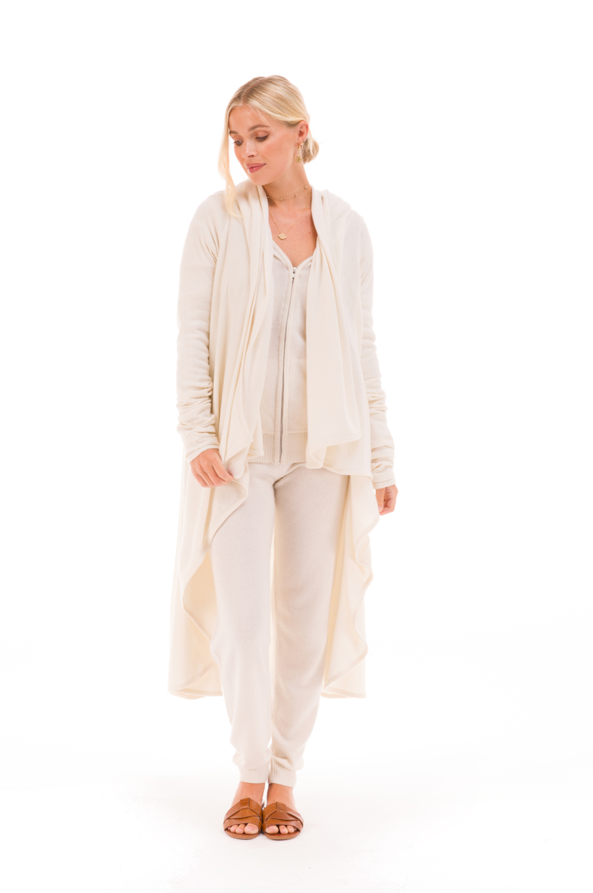 100% CASHMERE TRACKSUIT PANTS WINTER WHITE