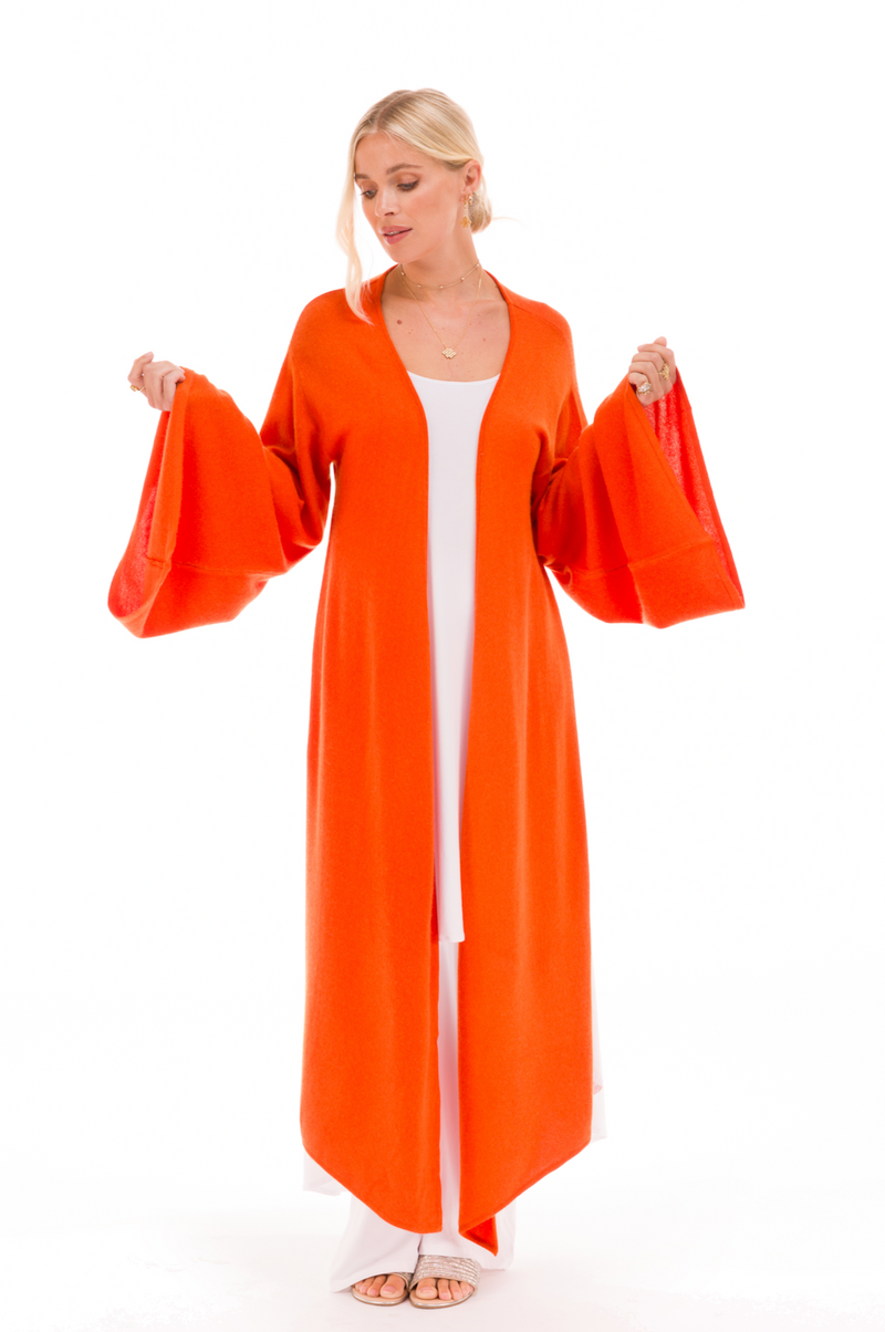 2 PLY CASHMERE DRAPED SHRUG SPICY ORANGE