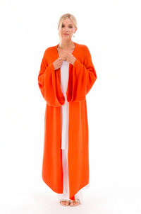 2 PLY CASHMERE DRAPED SHRUG SPICY ORANGE