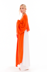 2 PLY CASHMERE DRAPED SHRUG SPICY ORANGE