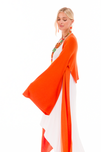 2 PLY CASHMERE DRAPED SHRUG SPICY ORANGE