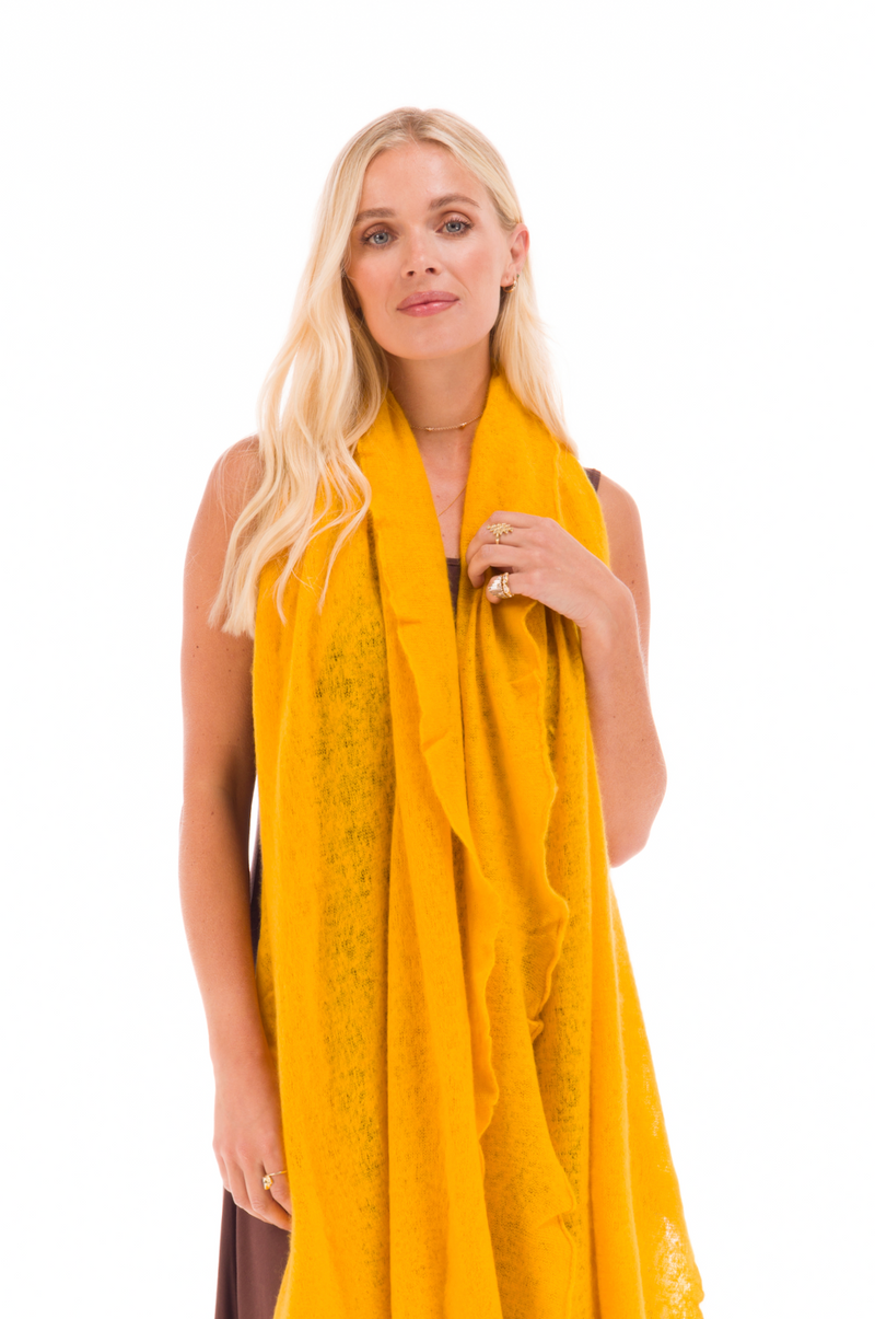 CASHMERE FELTED SCARF TIBETAN YELLOW