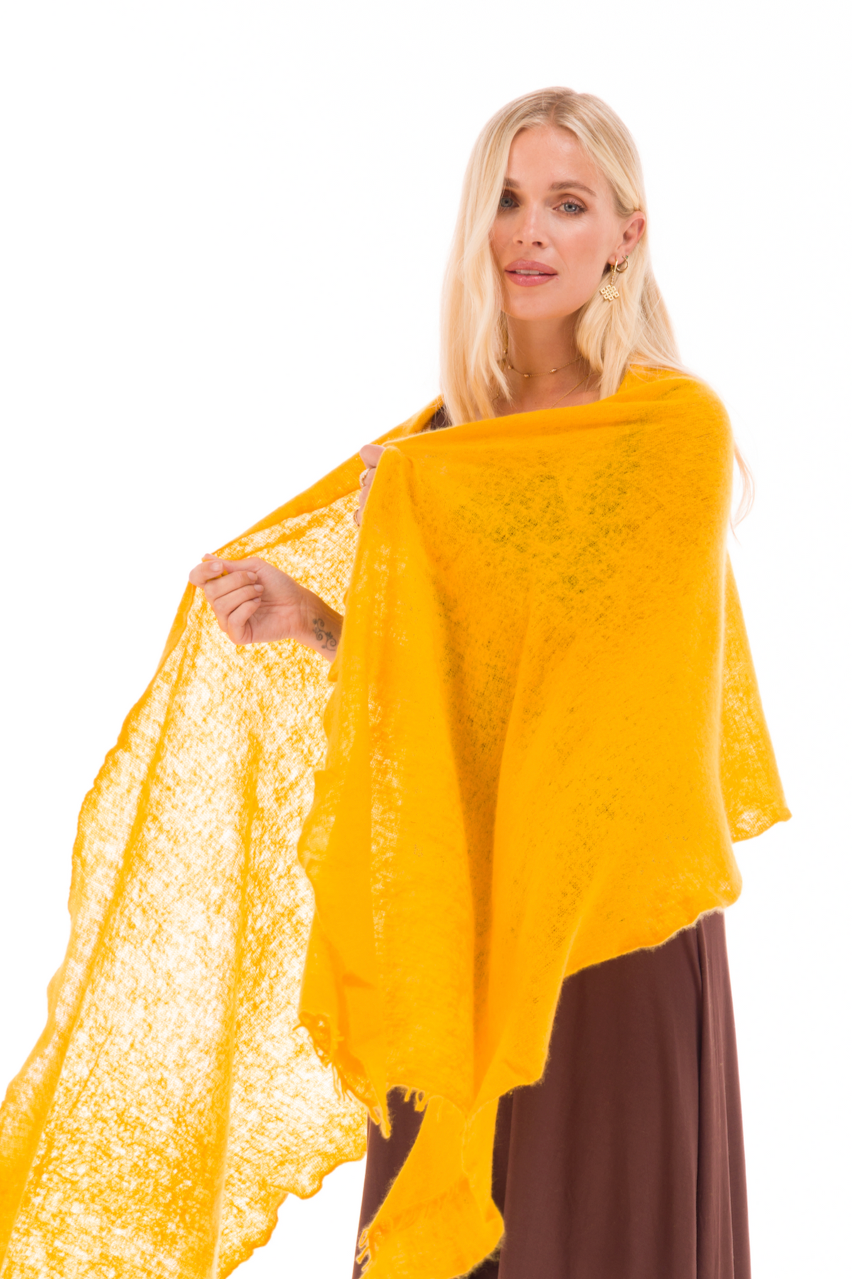 CASHMERE FELTED SCARF TIBETAN YELLOW