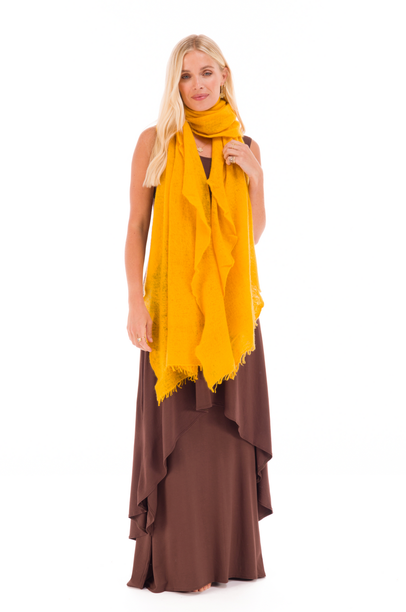 CASHMERE FELTED SCARF TIBETAN YELLOW