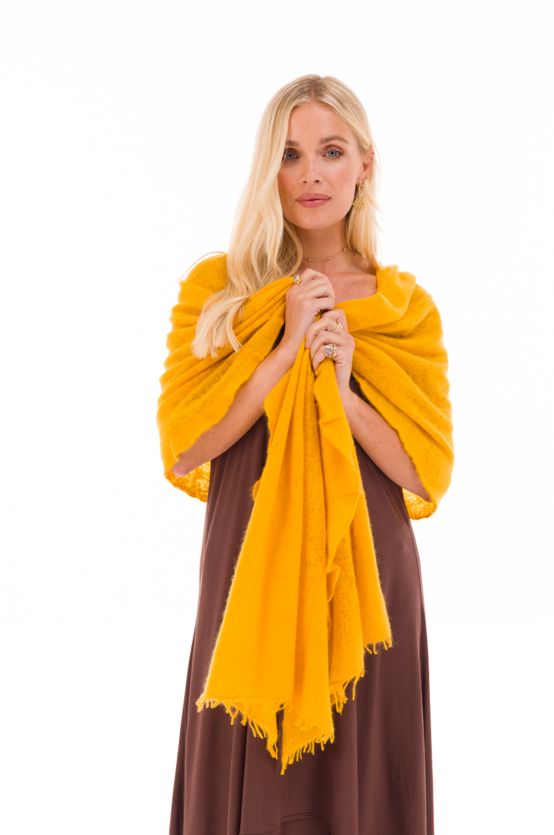 CASHMERE FELTED SCARF TIBETAN YELLOW