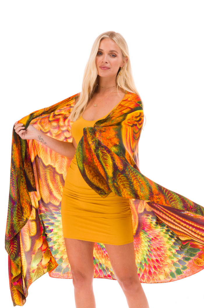 ANGEL WINGS DHARMA SILK SHAWL - PHOENIX FLYS HIGH