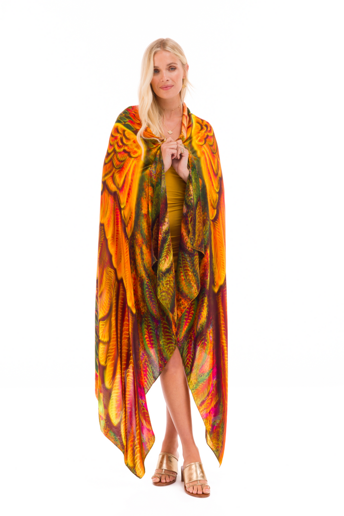 ANGEL WINGS DHARMA SILK SHAWL - PHOENIX FLYS HIGH