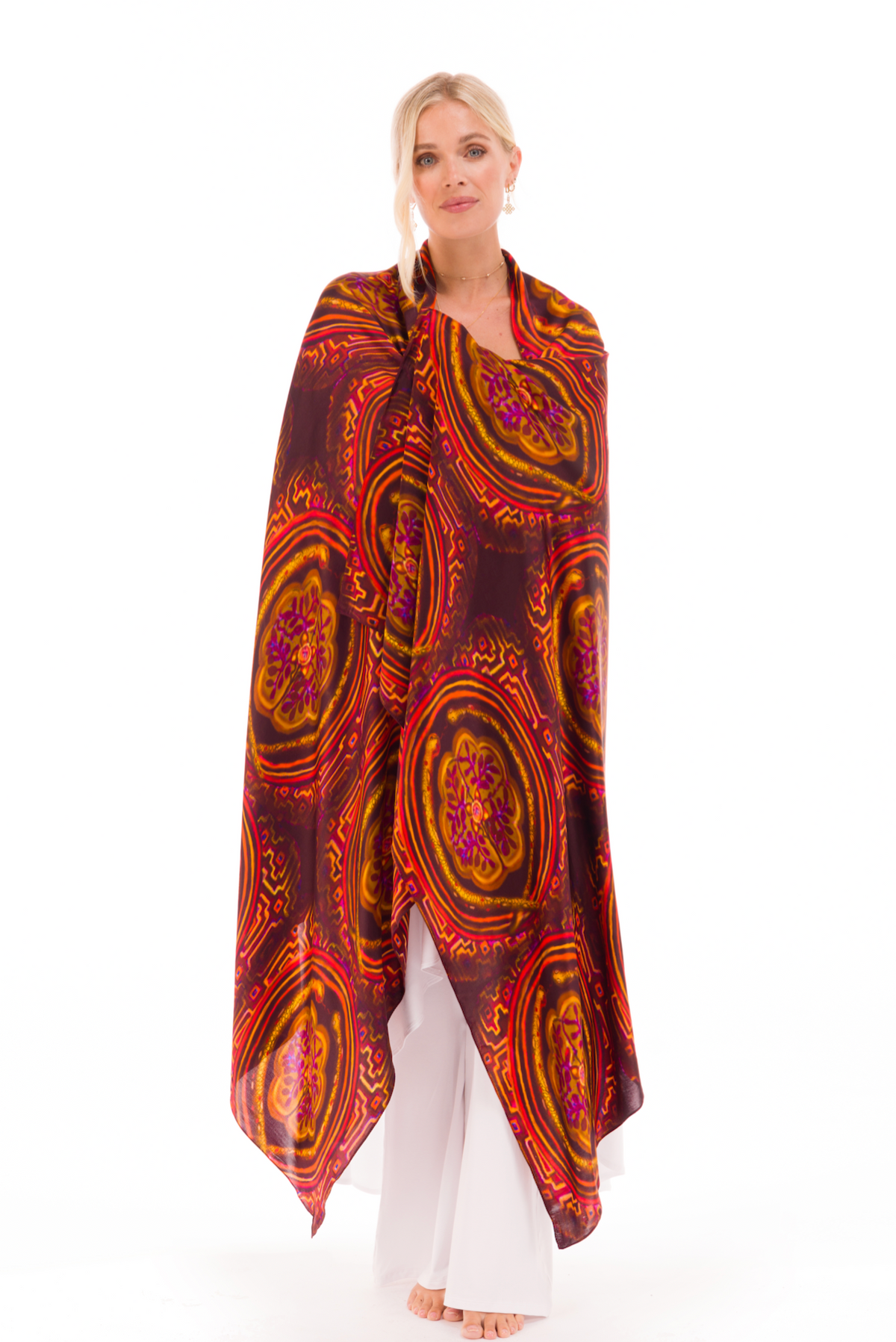 SHIPIBO DHARMA SILK SHAWL - BURGUNDY