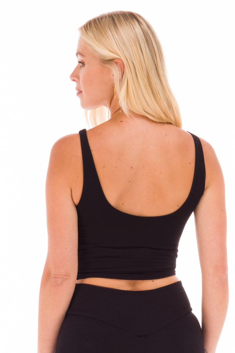 REVERSIBLE YOGA BRA TOP BLACK - BROWN