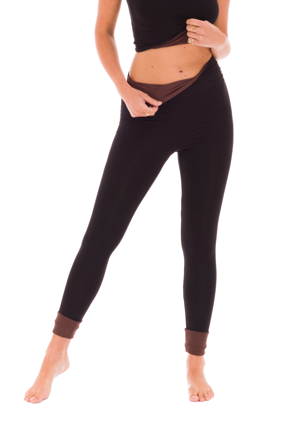 REVERSIBLE YOGA PANTS BLACK- BROWN