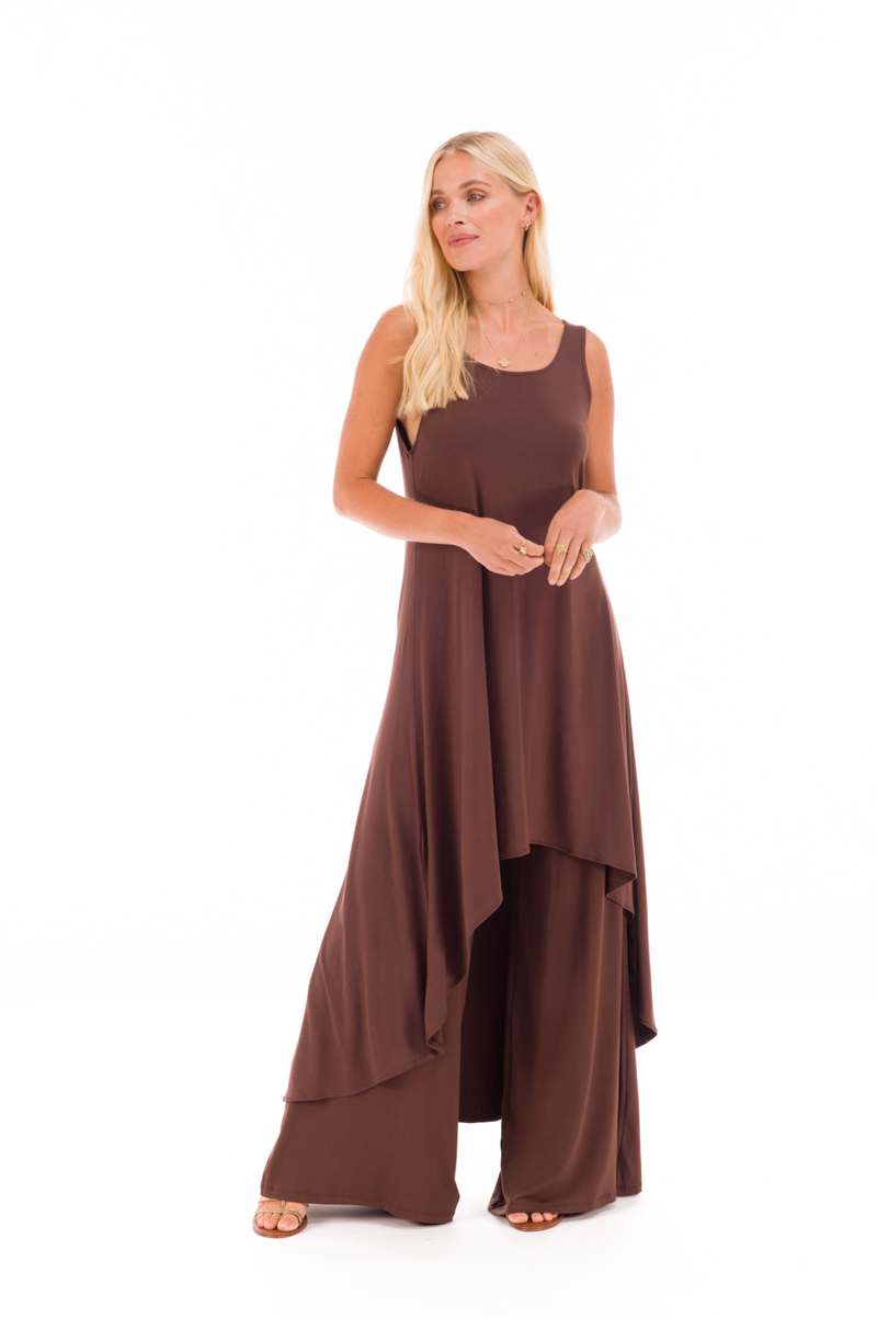 BAMBOO PALAZZO PANTS BROWN