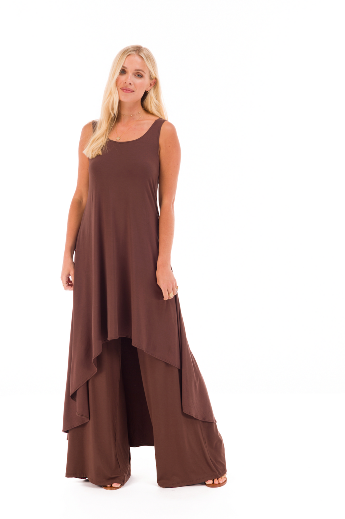 BAMBOO PALAZZO PANTS BROWN