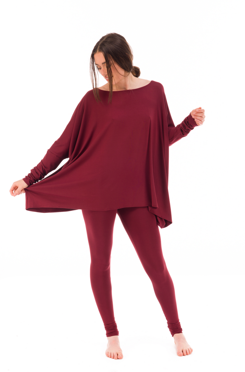 BAMBOO LONG LEGGINGS BURGUNDY