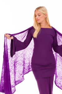 BAMBOO ANGEL WING SLEEVE DRESS TOP PURPLE