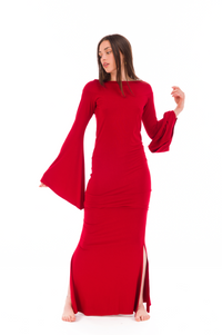 BAMBOO ANGEL WING SLEEVE DRESS TOP CLARET