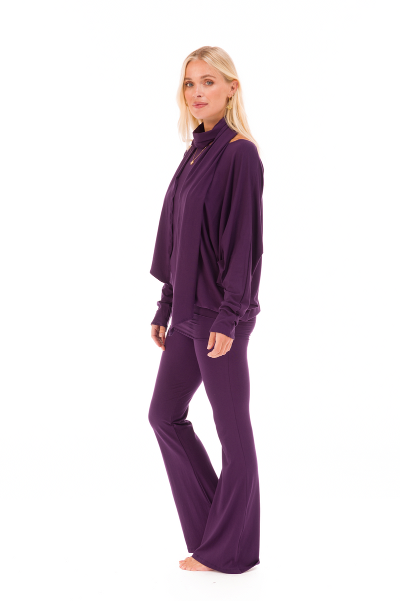 RAGLAN TOP WITH SCARF DEEP PURPLE