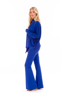 BAMBOO RAGLAN TOP WITH SCARF COBALT BLUE