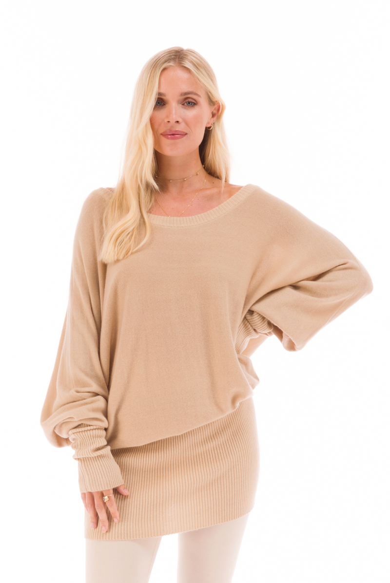 CASHMERE RAGLAN JUMPER TAUPE