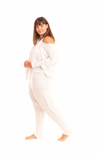 BAMBOO HAREM LOUNGE PANTS WHITE