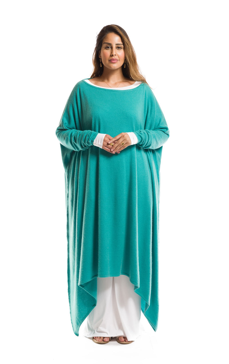 CASHMERE SLOUCHY JUMPER AQUA