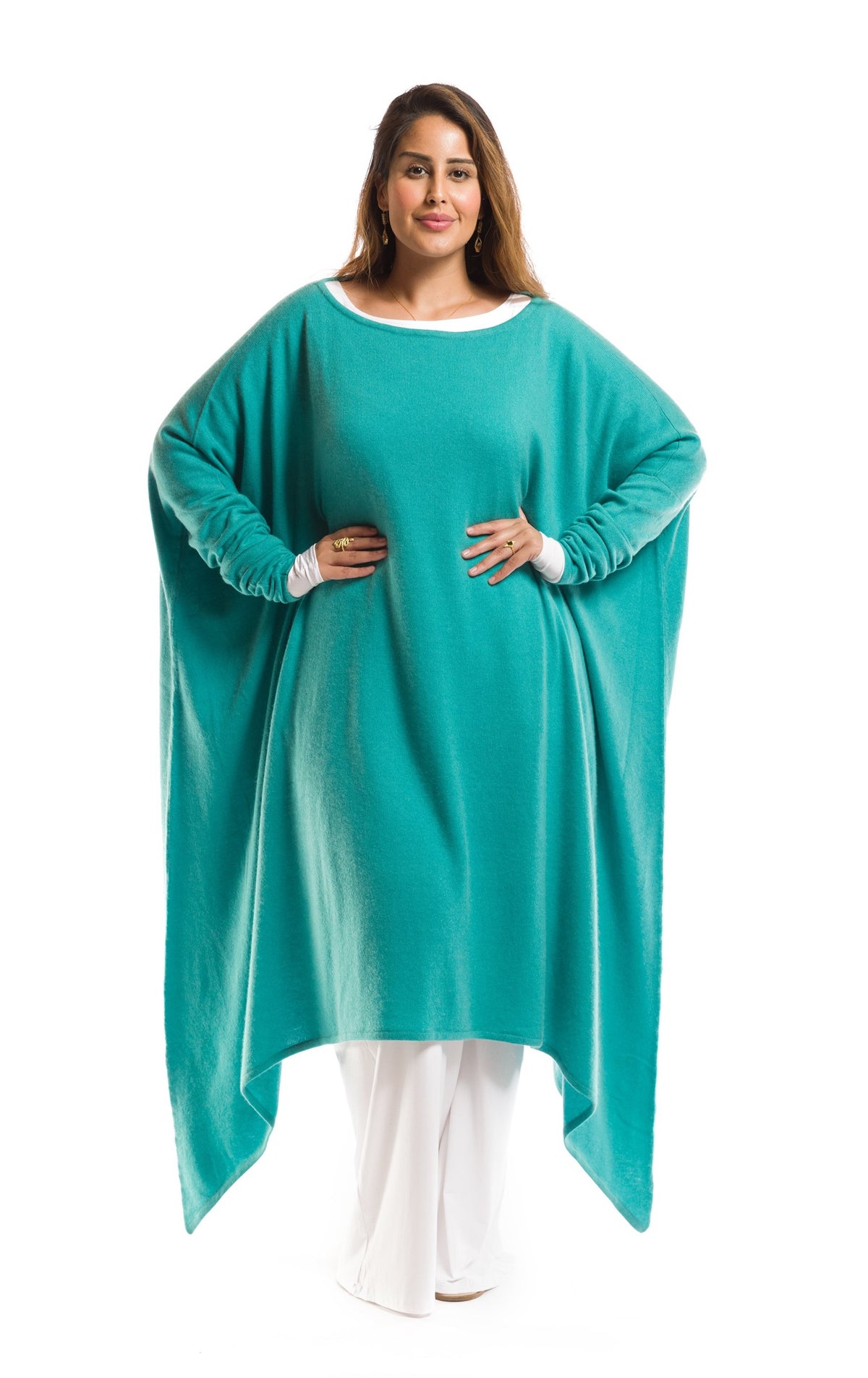 CASHMERE SLOUCHY JUMPER AQUA