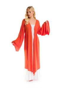 CASHMERE ULTRA FINE DRAPED SHRUG SPICY ORANGE