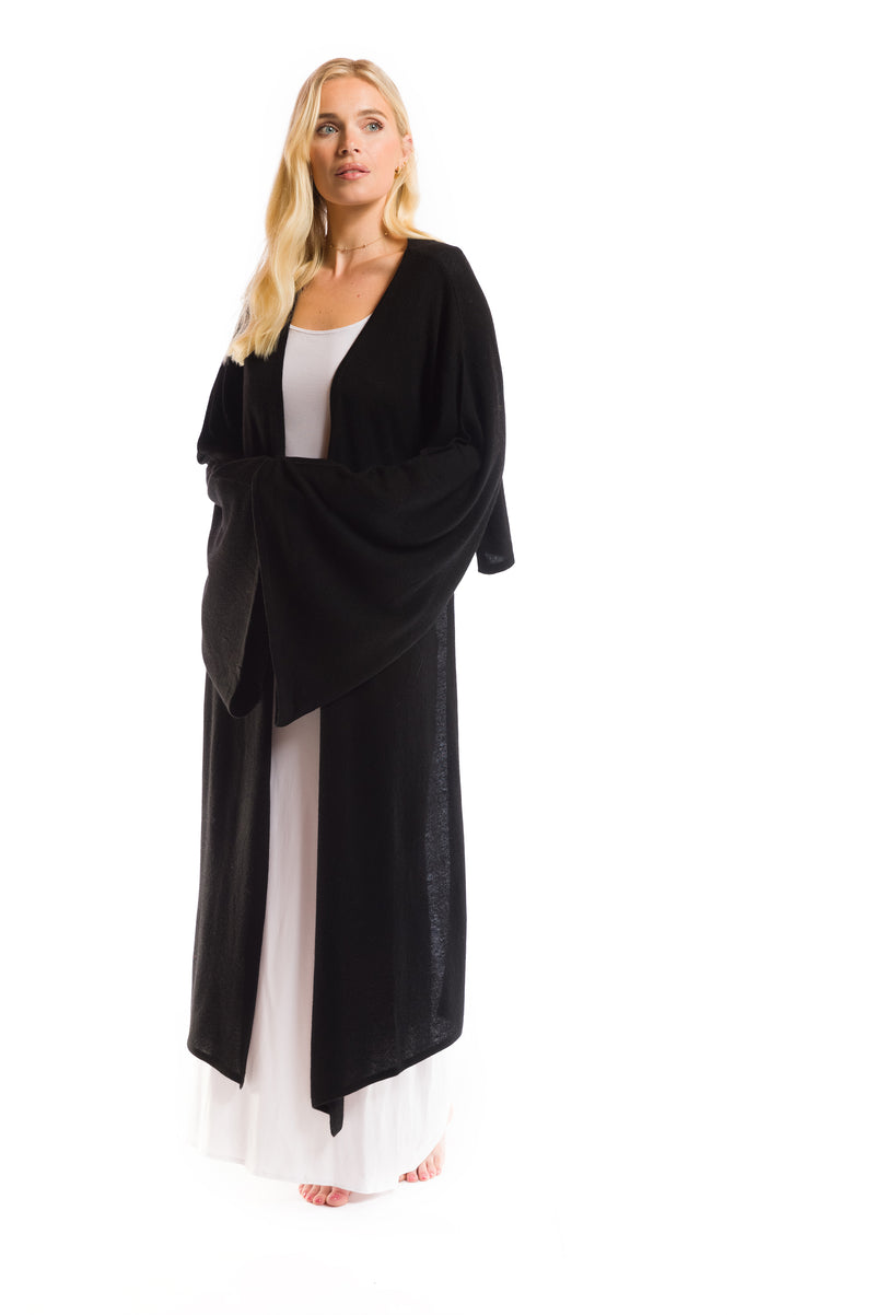 2 PLY CASHMERE DRAPED SHRUG BLACK