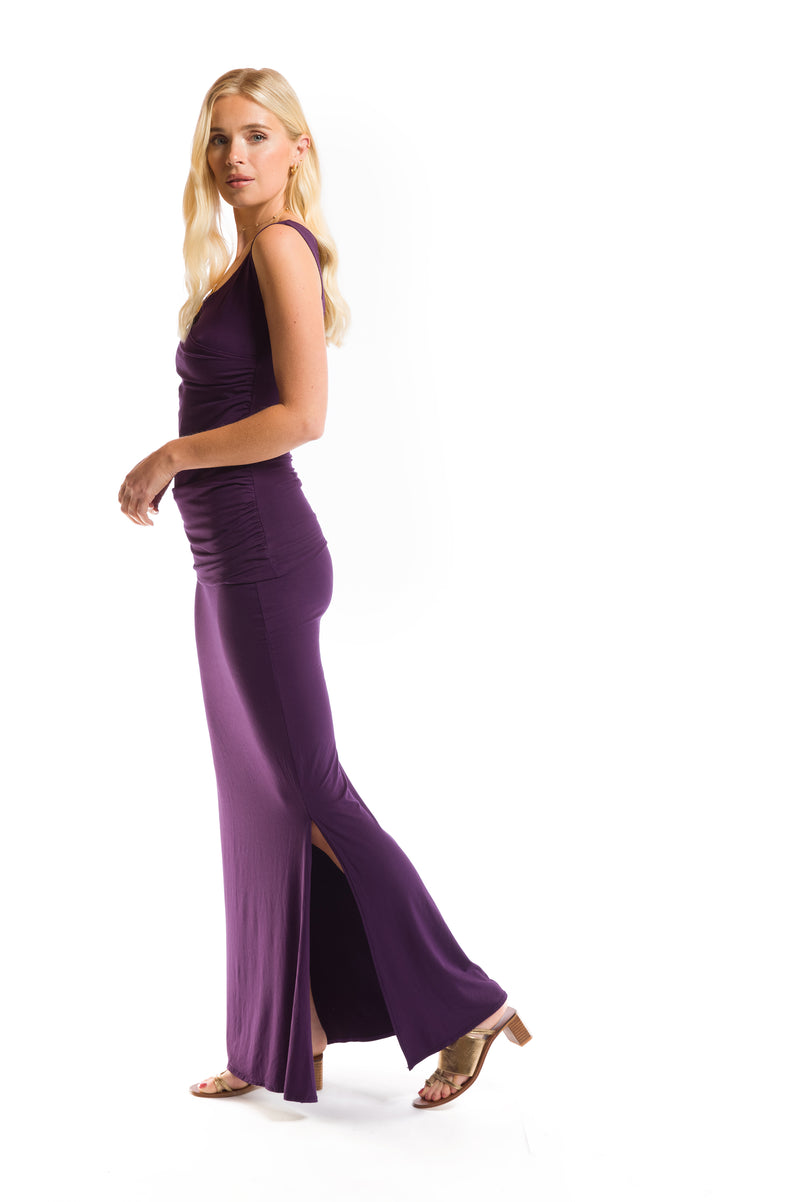 SIDE SLIT SKIRT DEEP PURPLE