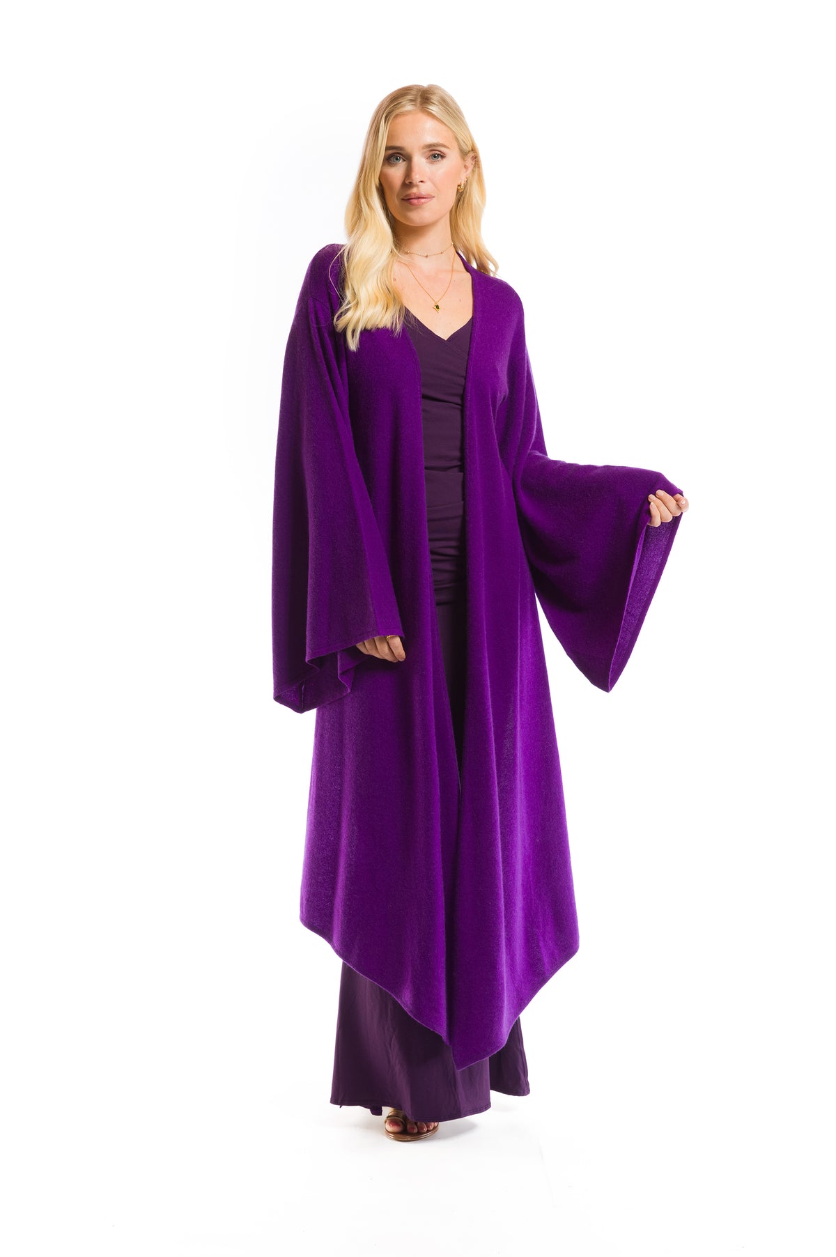 2 PLY CASHMERE DRAPED SHRUG PURPLE