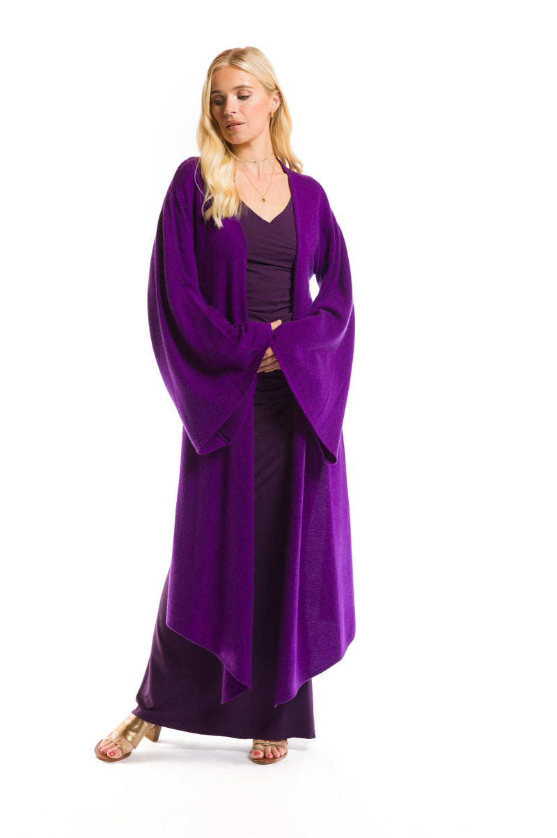 2 PLY CASHMERE DRAPED SHRUG PURPLE