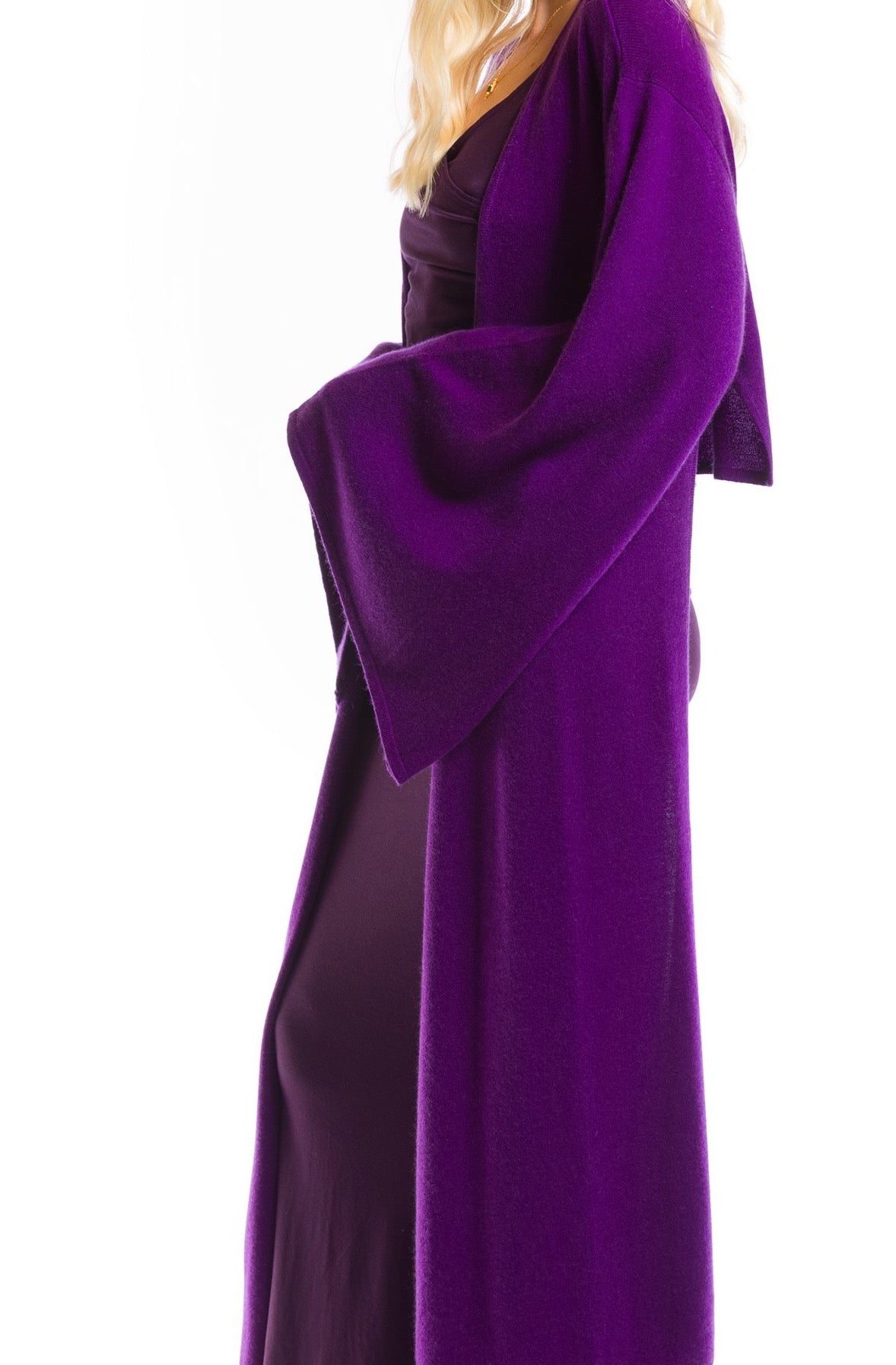 2 PLY CASHMERE DRAPED SHRUG PURPLE