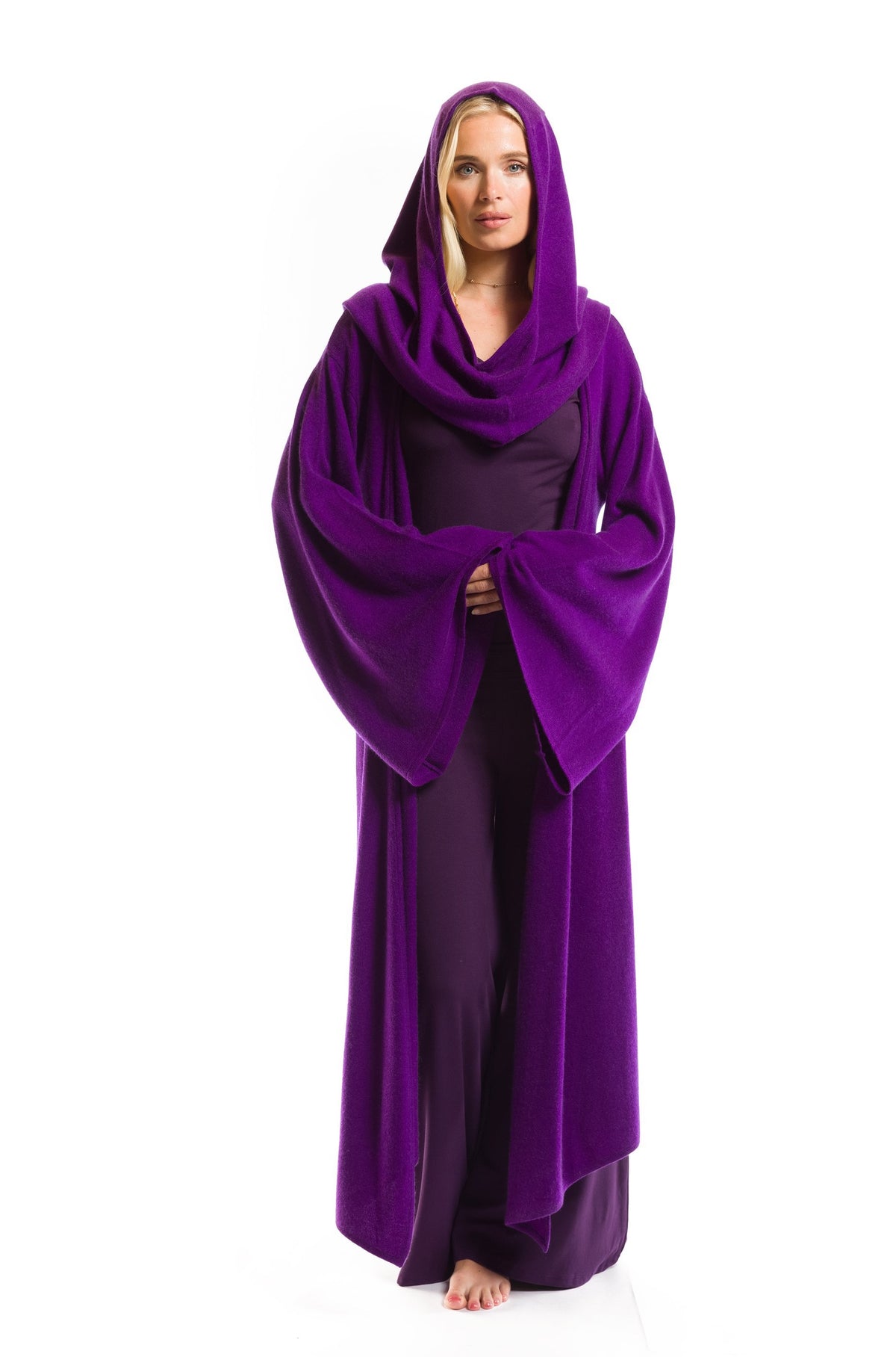 2 PLY CASHMERE DRAPED SHRUG PURPLE