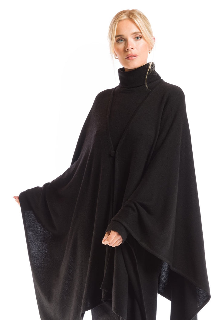 2 PLY AVALON CASHMERE CAPE BLACK