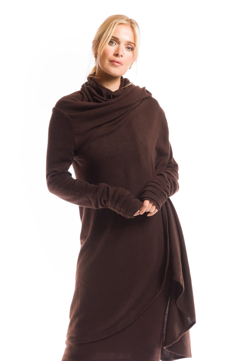 CASHMERE WATERFALL JACKET BROWN