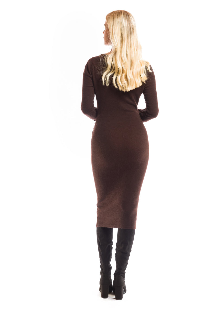 Cashmere Crossover Dress Brown