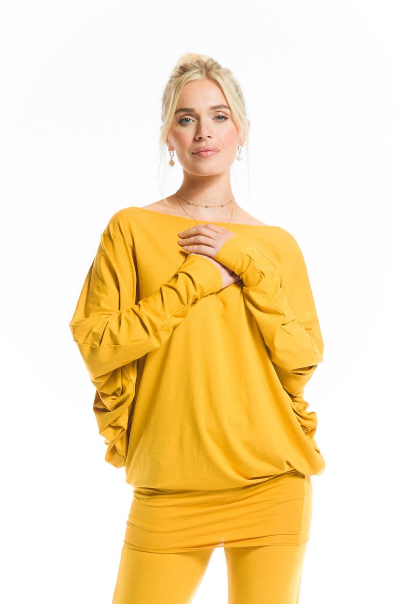 RAGLAN TOP WITH SCARF TIBETAN YELLOW