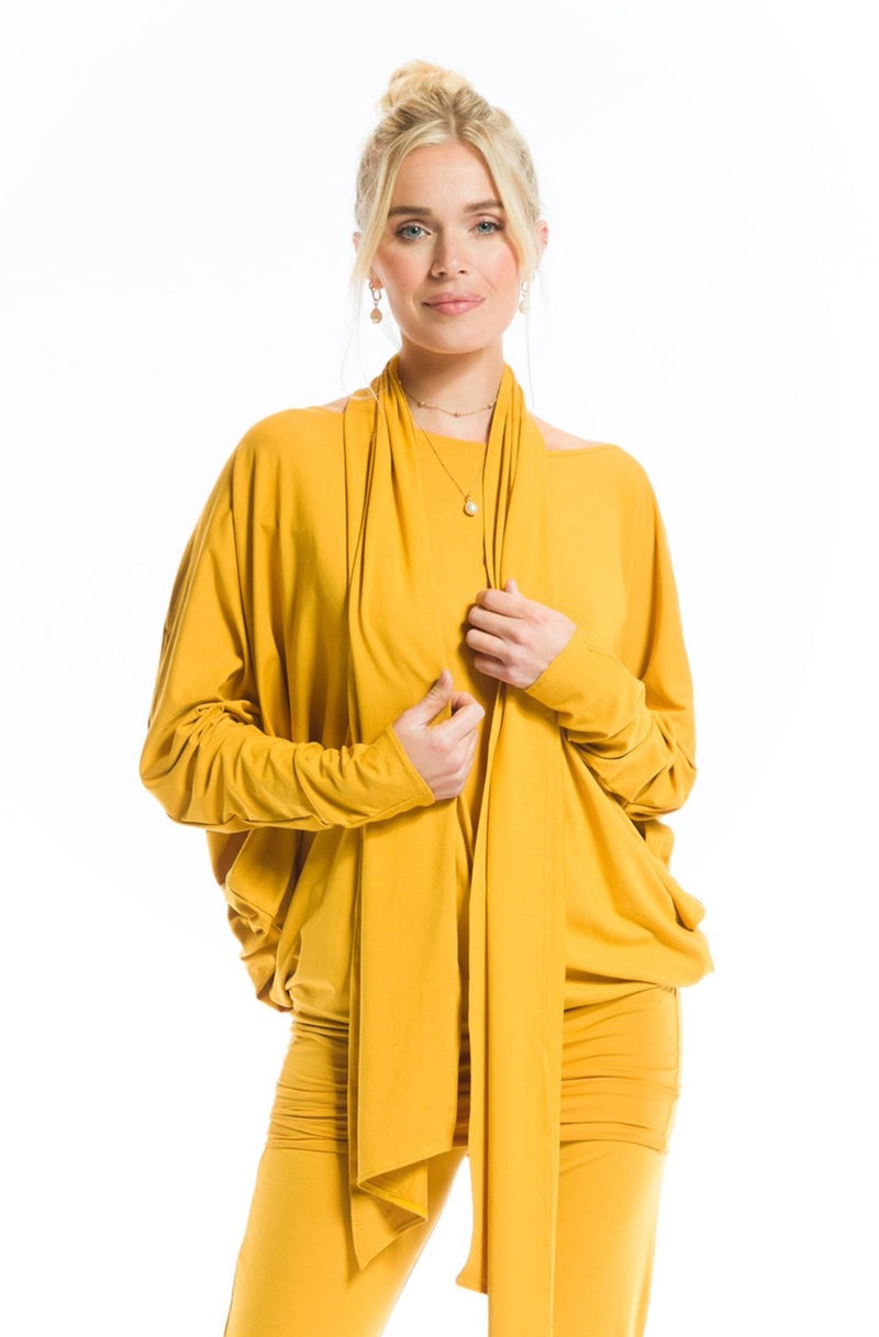 RAGLAN TOP WITH SCARF TIBETAN YELLOW