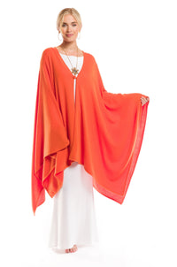 100% 2 PLY AVALON CASHMERE CAPE SPICY ORANGE