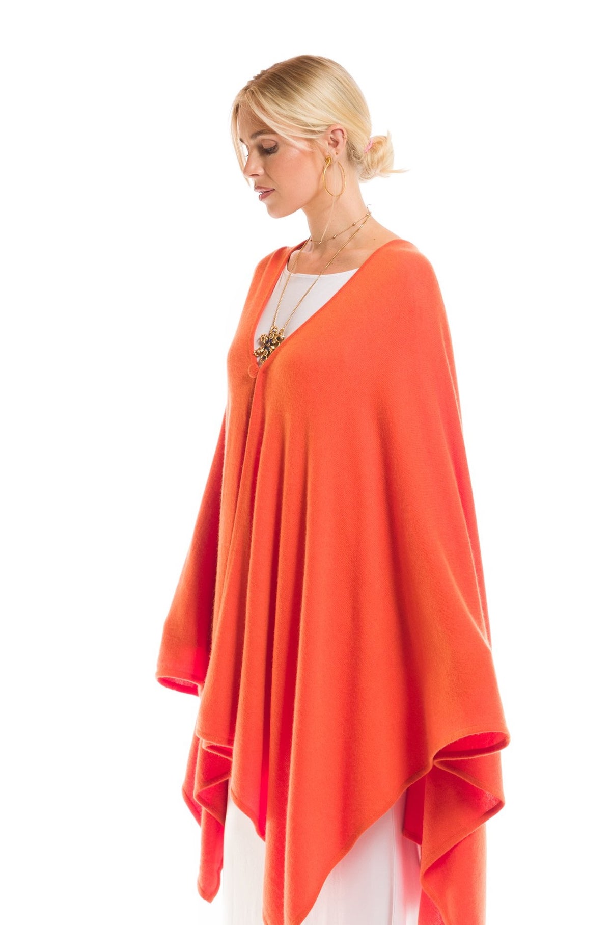 2 PLY AVALON CASHMERE CAPE SPICY ORANGE