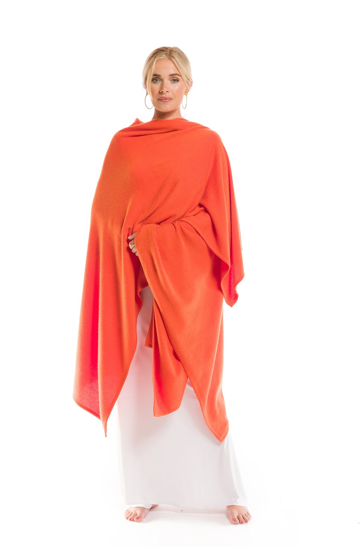 2 PLY AVALON CASHMERE CAPE SPICY ORANGE