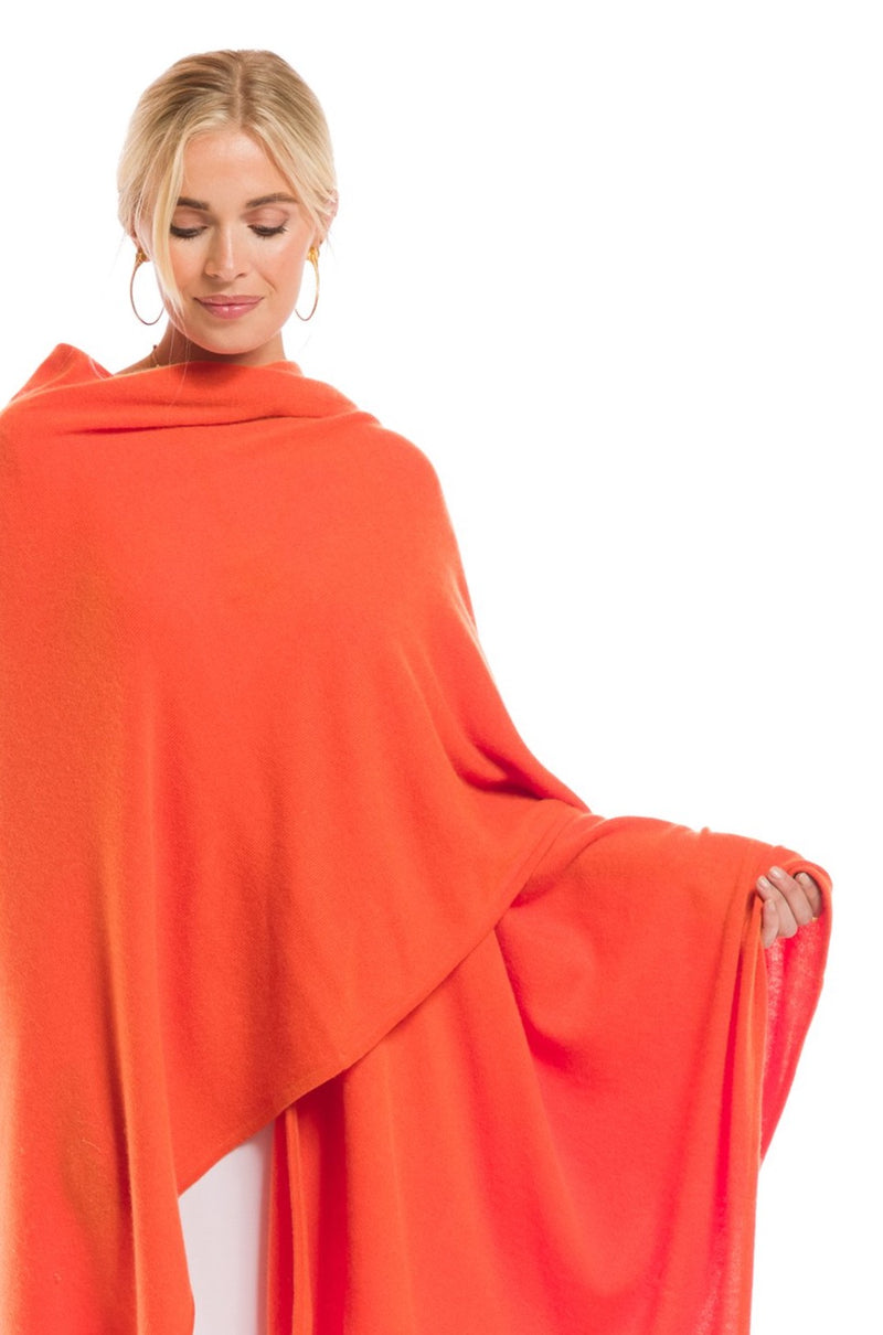 2 PLY AVALON CASHMERE CAPE SPICY ORANGE