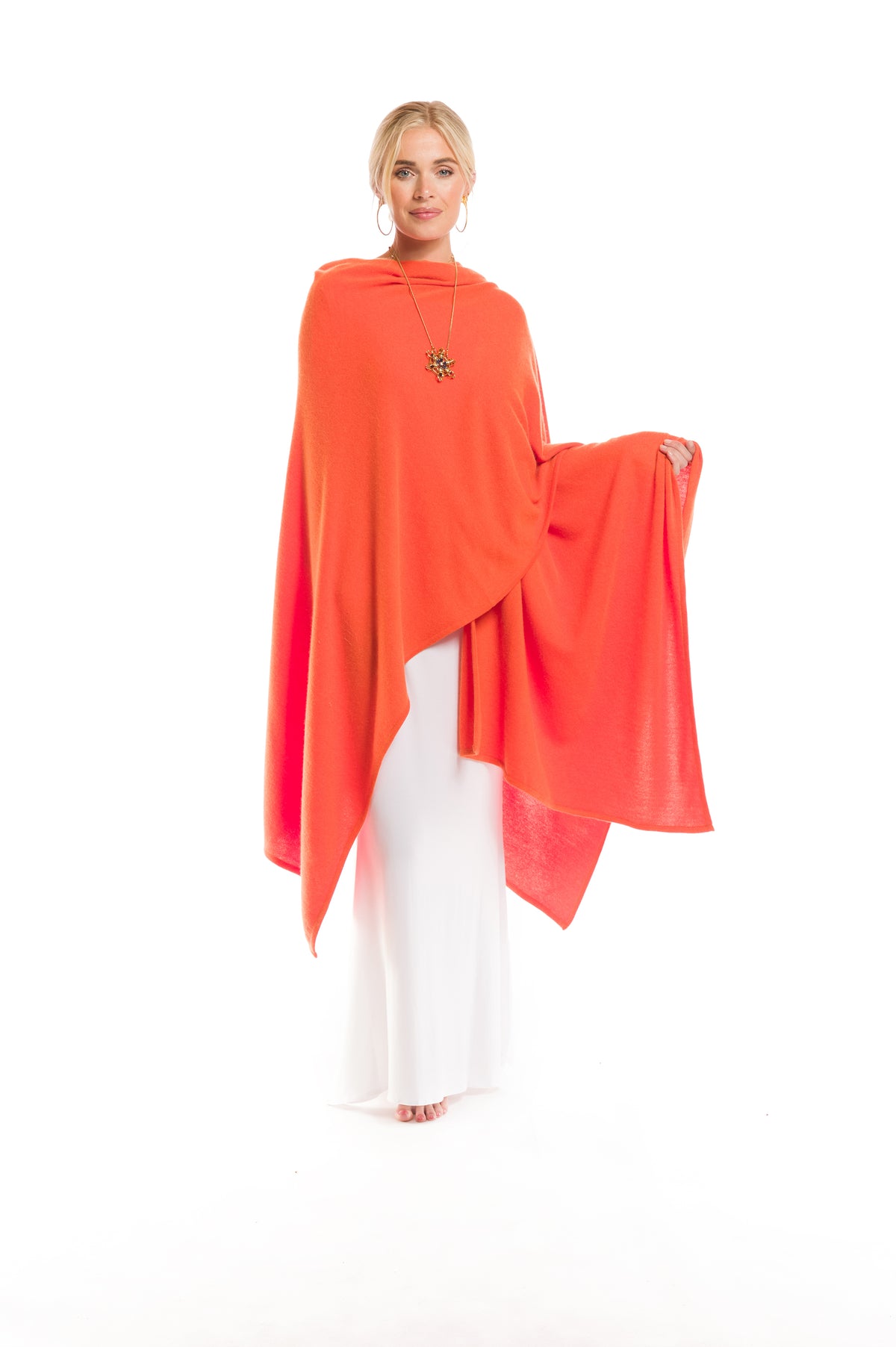 2 PLY AVALON CASHMERE CAPE SPICY ORANGE